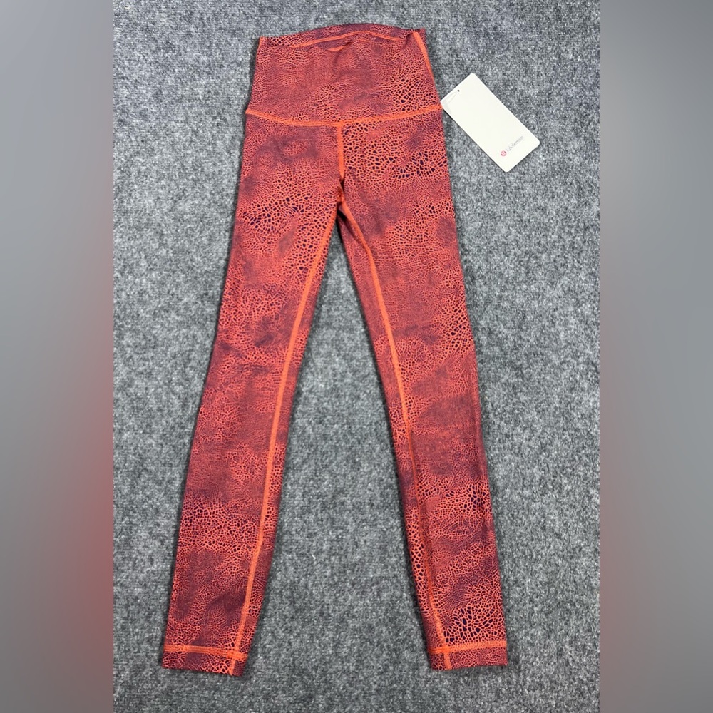 NWT Lululemon Size 2 Invigorate High-Rise Crop 23" Crackle Glaze Orange Legging